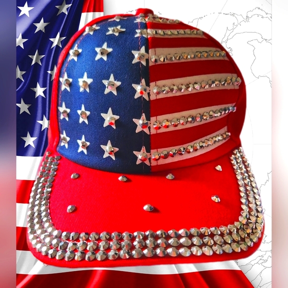 USA Rhinestone Baseball Cap - Picture 8 of 14